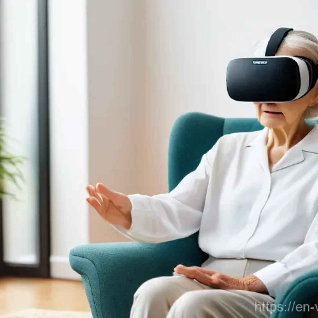가상현실 재활치료의 원격 치료 가능성 - **Prompt 1: Accessible Home Therapy**
    "A cozy, sunlit living room with an elderly woman, dressed...