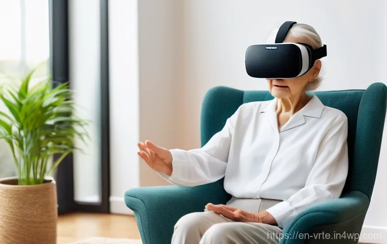 가상현실 재활치료의 원격 치료 가능성 - **Prompt 1: Accessible Home Therapy**
    "A cozy, sunlit living room with an elderly woman, dressed...