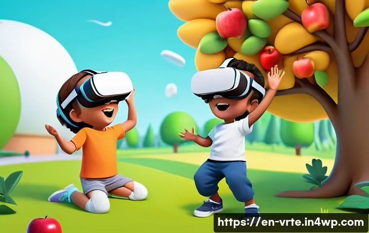 가상현실 재활치료의 성공적인 사례 - **Prompt:** "A bright and cheerful virtual reality rehabilitation center. An 8-year-old child wearin...