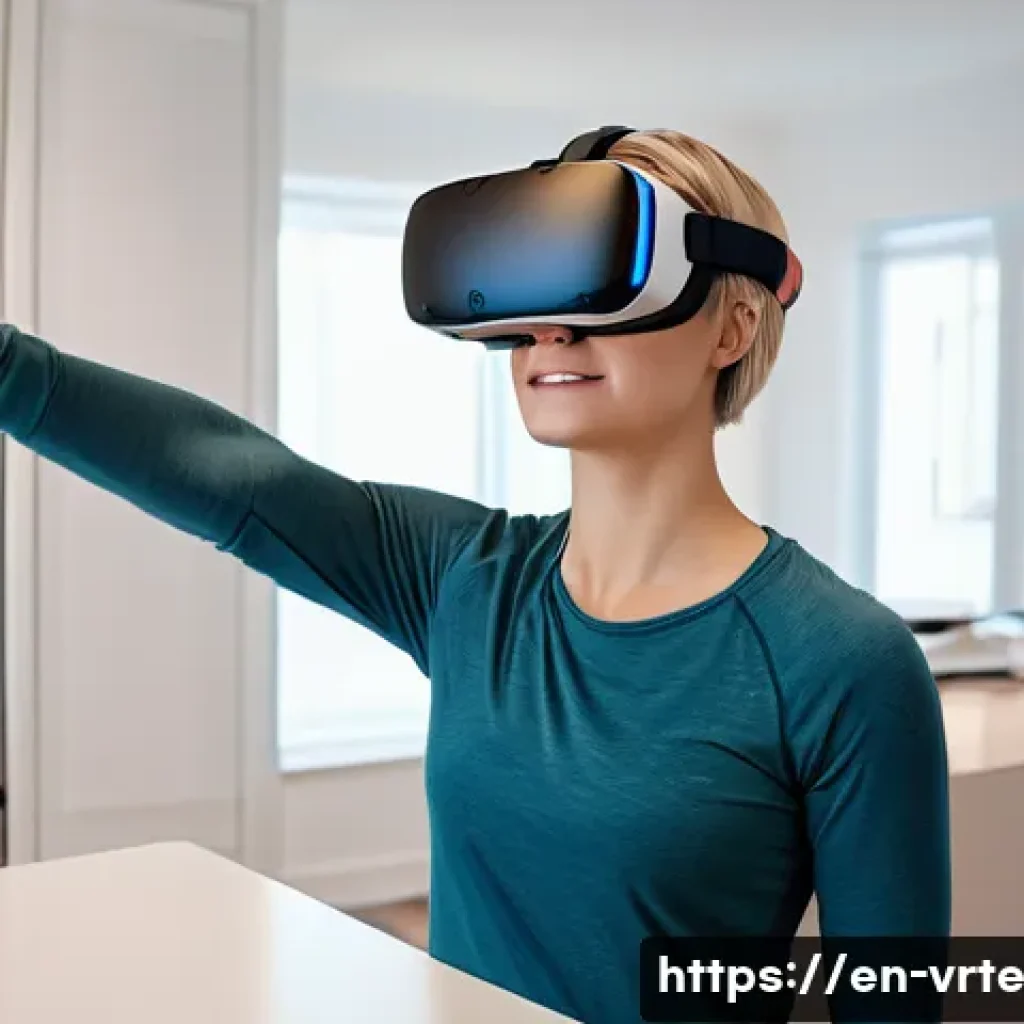 재활 치료에 VR 기술을 활용하는 방법 - **Prompt:** A young adult woman, in her mid-20s, with a practical, short haircut, dressed in comfort...