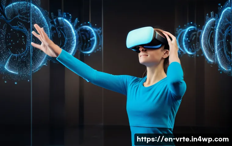 가상현실 재활치료의 피드백 메커니즘 - **Immersive Feedback: Real-time Arm Movement Visualization**
"A young adult woman, mid-20s, with...