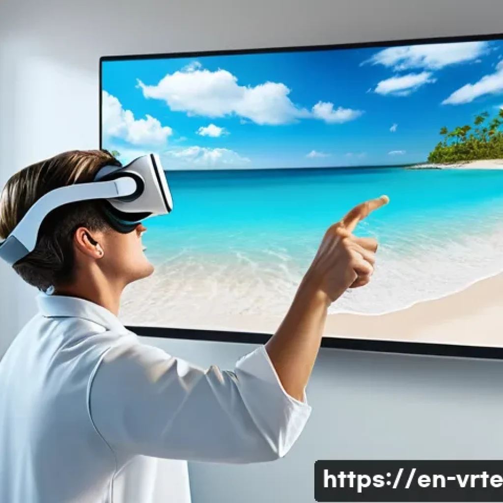 가상현실 재활치료와 신경 과학의 융합 - A modern rehabilitation clinic featuring a patient wearing comfortable athletic clothing and a VR he...