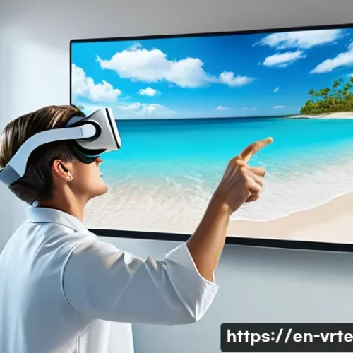 Home 30 가상현실 재활치료와 신경 과학의 융합 - A modern rehabilitation clinic featuring a patient wearing comfortable athletic clothing and a VR he...