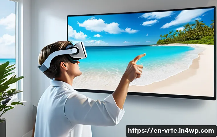 가상현실 재활치료와 신경 과학의 융합 - A modern rehabilitation clinic featuring a patient wearing comfortable athletic clothing and a VR he...