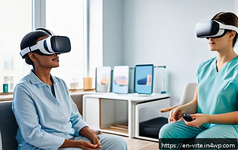 가상현실 재활치료를 위한 사용자 인터페이스 설계 - A diverse group of patients of various ages and physical abilities engaged in a virtual reality reha...